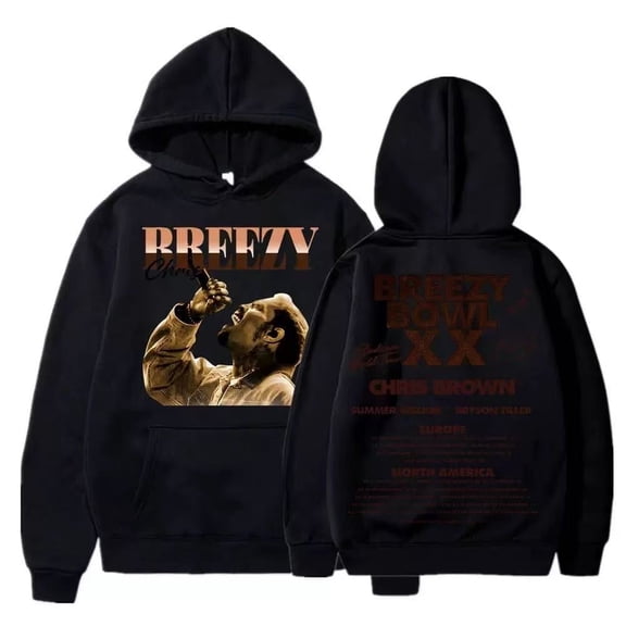 REEZY BOWL XX PREGAME Hoodie Chris Brown print men's and women's fashion trend long sleeved hooded pullover street wear