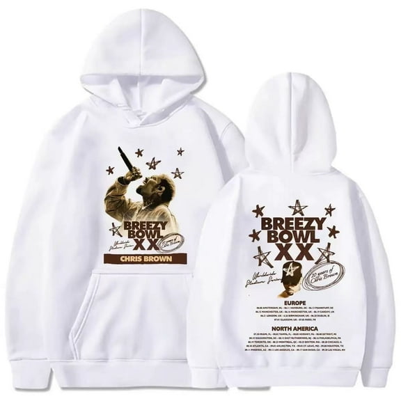 REEZY BOWL XX PREGAME Hoodie Chris Brown print men's and women's fashion trend long sleeved hooded pullover street wear