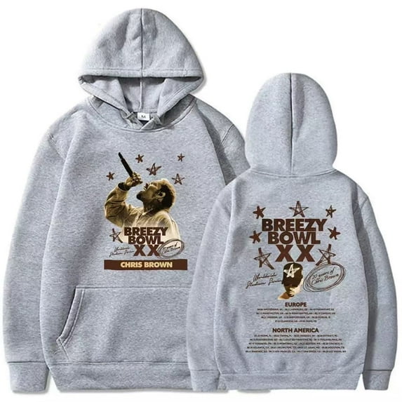 REEZY BOWL XX PREGAME Hoodie Chris Brown print men's and women's fashion trend long sleeved hooded pullover street wear
