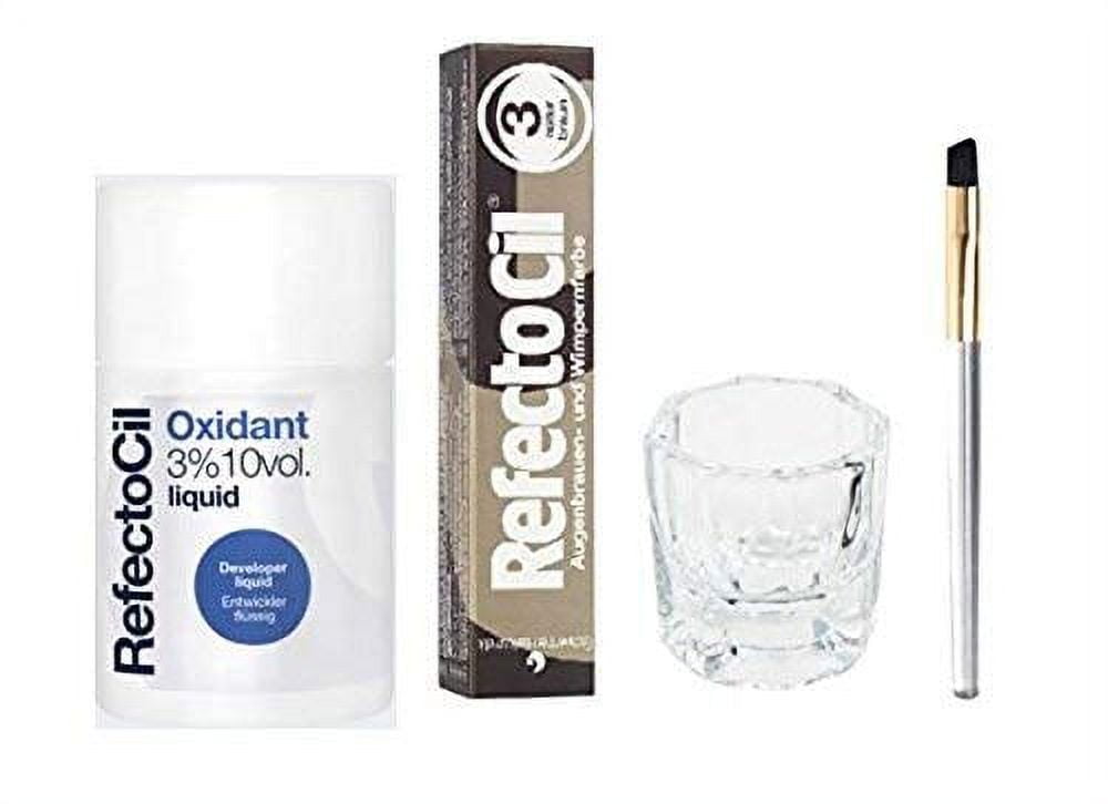 REFECTOCIL COLOR KIT- Natural Brown Cream Hair Dye+ Liquid Oxidant 3% 3.38 oz + Mixing Brush + Mixing Dish