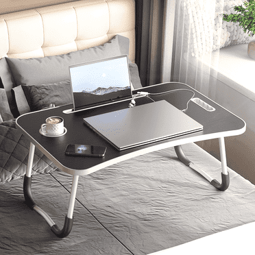 OPENAIRCOMFORT Laptop Desk Foldable Bed Tray Table for Small Piece, Adjustable Laptop Desk for Bed Anti-Slip for Reading Writing Eating Watching，Black