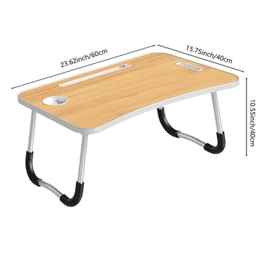 OPENAIRCOMFORT Laptop Desk Foldable Bed Tray Table for Small Piece,Laptop Desk for Bed Anti-Slip for Reading Writing Eating Watching, Walnut