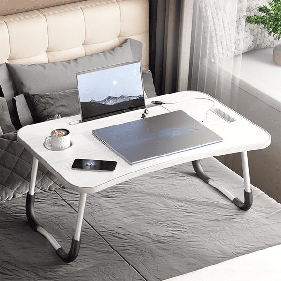 OPENAIRCOMFORT Laptop Desk Foldable Bed Tray Table for Small Piece, Adjustable Laptop Desk for Bed Anti-Slip for Reading Writing Eating Watching，White