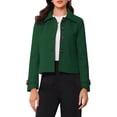 thumbnail image 1 of REFINED ATTIRE Women's Short Peacoat Turn Down Collar Single Breasted Button Closure Overcoat Dark Green XS, 1 of 6