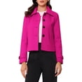 thumbnail image 1 of REFINED ATTIRE Women's Short Peacoat Turn Down Collar Single Breasted Button Closure Overcoat Hot Pink XL, 1 of 6