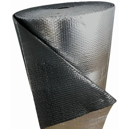 REFLECTIVE BLACK / SILVER FOIL Double BUBBLE Foil Insulation Roll 4X4 16SQFT R8
