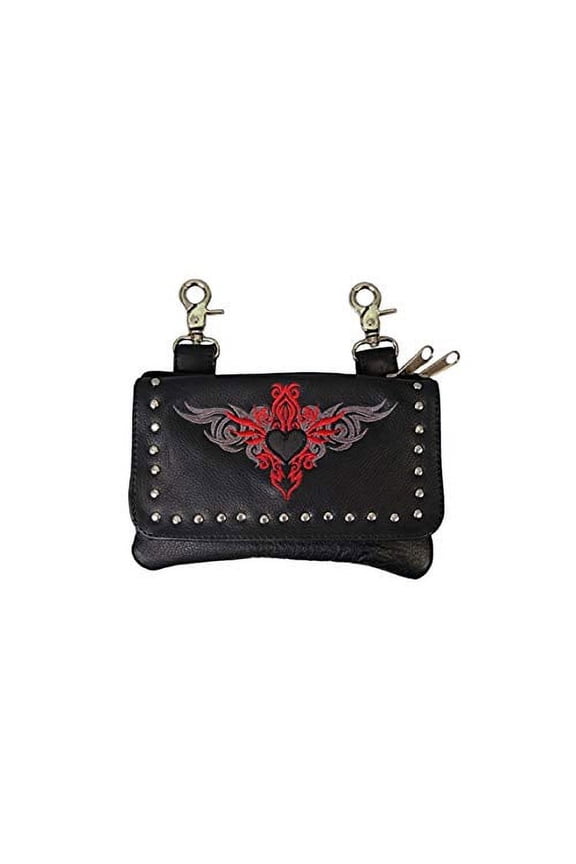 REFLECTIVE HEART CLIP POUCH PURSE, Adjustable Strap - 8" x 5" x 1"