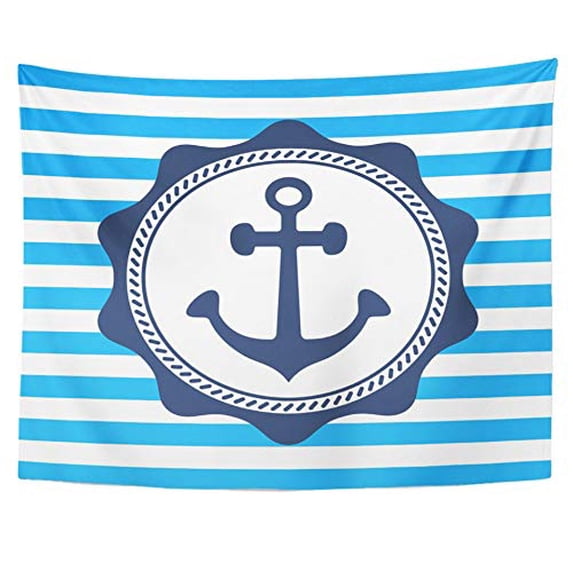 REFRED Badge Vintage Anchor Emblem Captain Cip Clip Coast Cruise Diving Dock Wall Art Hanging Tapestry Home Decor for Living Room Bedroom Dorm 60x80 inch