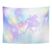 REFRED Galloping Unicorn Luxurious Winding Mane Against The Iridescent Universe Sparkling Stars Wall Art Hanging Tapestry Home Decor for Living Room Bedroom Dorm 51x60 inch