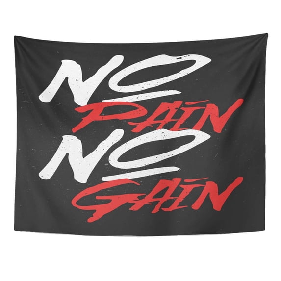 REFRED Red Inspiration No Pain Gain Inspiring and Motivating Words Gym Workout Typographic Vintage Black Wall Art Hanging Tapestry Home Decor for Living Room Bedroom Dorm 51x60 inch