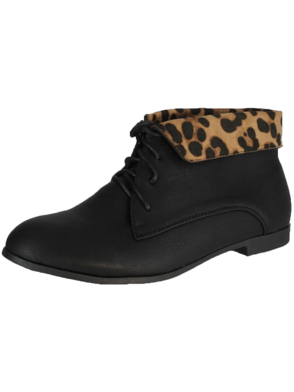 KORSA-02 Women's Basic Lace Up Folded Cuff Desert Ankle Boot