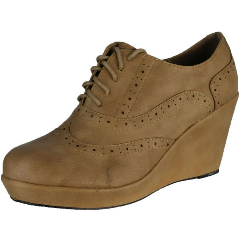 REFRESH MILLER 01 Women s Lace up Platform Oxford Styls Wedge Booties Walmart