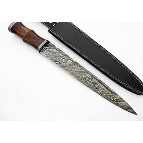 REG-2197 - Custom Handmade Damascus Steel 17 Inches Dirk Blade Knife - Perfect Grip Rose Wood Handle