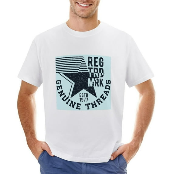 REG TRD MRK Vintage T-shirt Mens Cotton Classic Crewneck Short Sleeve Tees Unisex White S