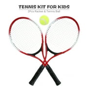REGAIL 2Pcs Kids Tennis Racket,String Tennis Racquets with 1 Tennis Ball and Cover Bag(Red)