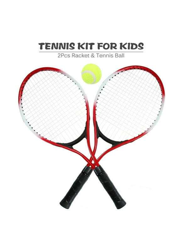 REGAIL 2Pcs Kids Tennis Racket,String Tennis Racquets with 1 Tennis Ball and Cover Bag(Red)