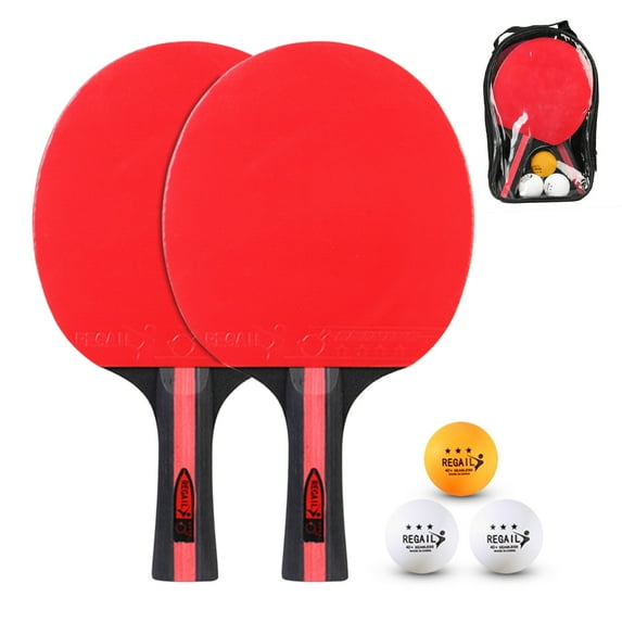 REGAIL Table Tennis Set Ping Pong Paddles Pack of 2 Rackets with 3 Balls and Carry Bag Suitable for Beginners Boys Girls