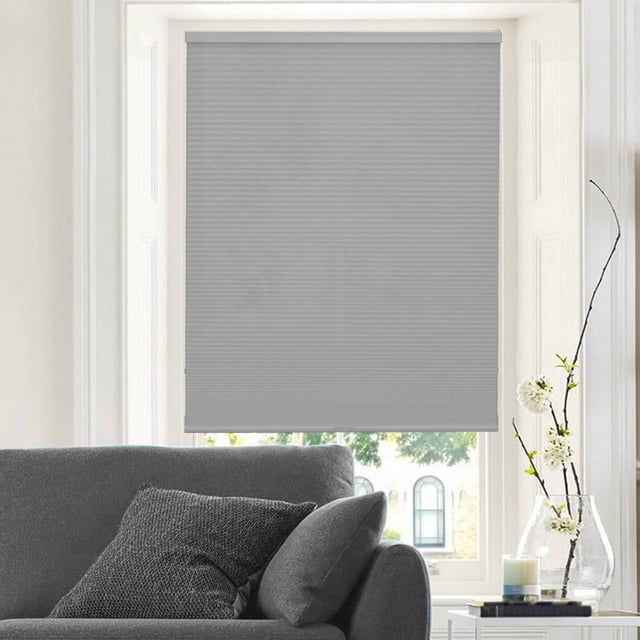 REGAL ESTATE , 12BOTTLE , Cordless 1" Light Filtering Cellular Shades, 72"W x 64"H, Light Gray,Shades for Indoor Windows, Shades for Bedroom, Living room