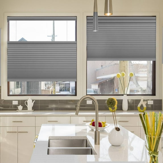 REGAL ESTATE ,Cordless 1.5" Blackout Top Down Bottom Up Cellular Shades, Window Blinds for Energy Saving, 32"W x 54"H, Gray