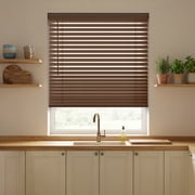 REGAL estate Cordless 2" Embossed Faux Wood Blinds, Moisture-Resistant Light Control Window Blinds, Privacy Shades, 35" W x 64" H, Chestnut