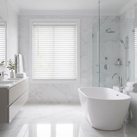 REGAL Estate Cordless Blinds for Windows, 2" Faux Wood Horizontal Blinds, Light Filtering, White, 28" W x 72" H