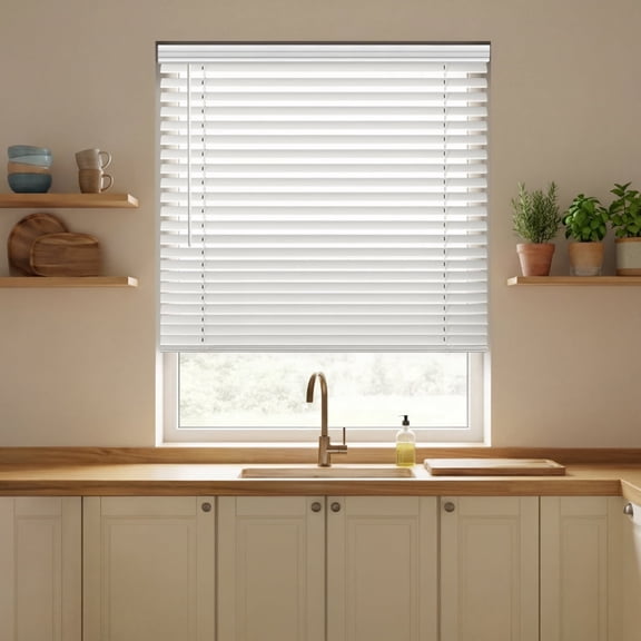 Regal Estate Cordless 2" Faux Wood Window Blinds, White, 31" W x 72" H