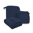 thumbnail image 1 of REGAL ESTATE, Super Soft 4 in 1 Travel Blanket Pillow with Luggage Sleeve and Backpack Clip, Navy, 1 of 5