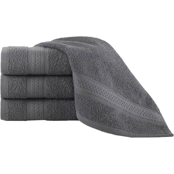 REGAL RUBY 4 Pieces Bath Linen Set Grey Washcloths Quick-Dry, Highly Absorbent, Soft Feel Fingertip Towels