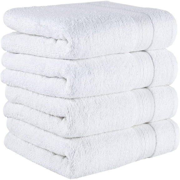 REGAL RUBY Quick-Dry 4 Pieces White Hand Towels Highly Absorbent 100% Turkish Cotton - Perfect Lightweight Towel for Bathroom, Kitchen, Guests, Pool, Gym, Camp, Travel, College Dorm, Shower