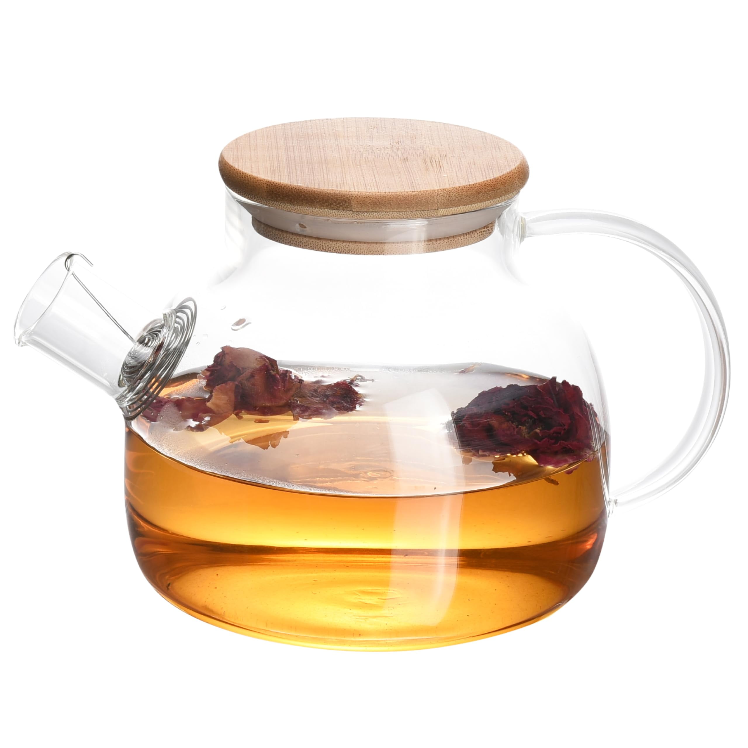 REGAL TRUNK Glass Teapot with Wooden Lid Borosilicate Glass Teapot