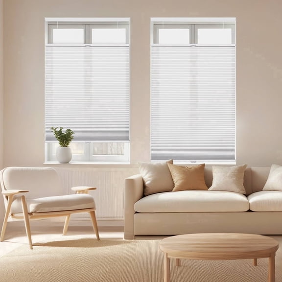 REGAL estate DrillMount Cordless 1.5" Light Filtering Top Down Bottom Up Cellular Shades, 32" W x 64" H, White