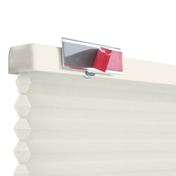 REGAL estate, QuickInsta PeelMount No Drill No Tool Cordless1.5" Light Filtering Cellular Shades, 26.5"W x 60"H, Ivory