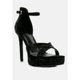 thumbnail image 1 of REGALIA Black Rhinestone Embellished Stiletto Sandals, 1 of 6