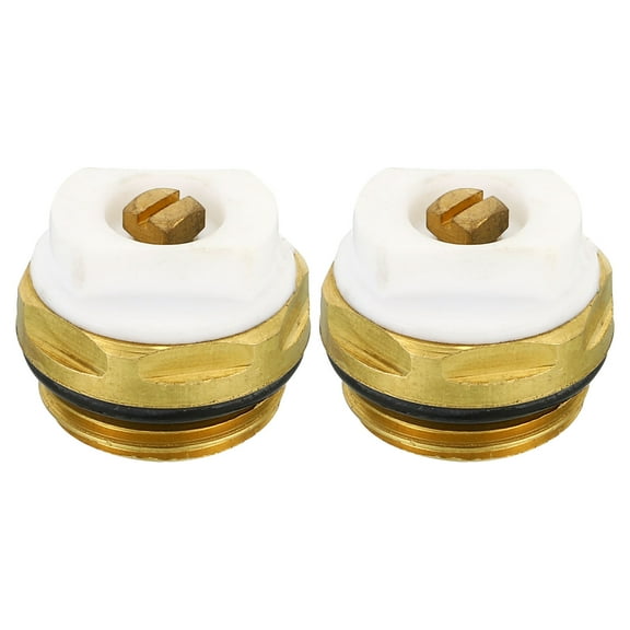 REGALWOVEN 1/2" BSP Male Thread Manual Radiator Air Vent Plug Valves, 2 Pack Brass Plug, Gold White