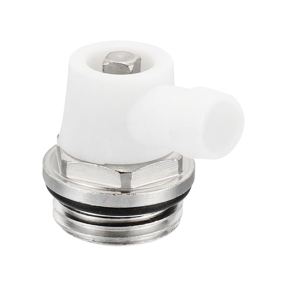 REGALWOVEN 1/2' BSP Manual Radiator Air Vent Plug Valve, Nickel Plated Brass, Silver White