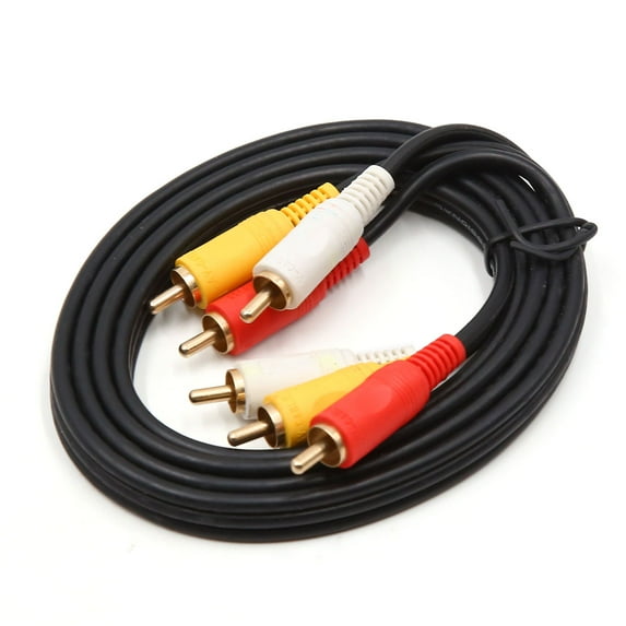 Unique Bargains 1.5m/59.06" 3 RCA to 3 RCA Male to Male Composite Audio Video AV Extention Cord Cable, Black 1Pc