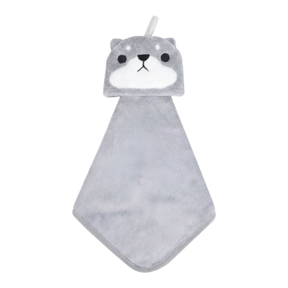 REGALWOVEN 1 Pack Animal Hanging Hand Towel, Soft Absorbent Quick Dry, Cute Decorative Towel for Kitchen, Bathroom Grey Shiba Inu 15" x 8"