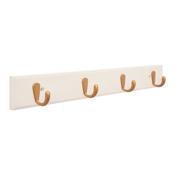 REGALWOVEN 1 Pack Coat Rack Wall Mount, Wood Coat Hook, Hat Rack, Wall Hooks for Hanging with 4 Hooks for Entryway, Bathroom, Bedroom Beige 19.1*2.4in