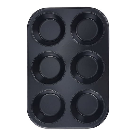 REGALWOVEN 1 Pack Cup Cake Pans, Nonstick Cupcake Pan 6 Cups, Cheesecake Pans, Muffin-Pan for Baking, Cupcake Baking Pan for Oven Black 10.4*7.1*1.2in