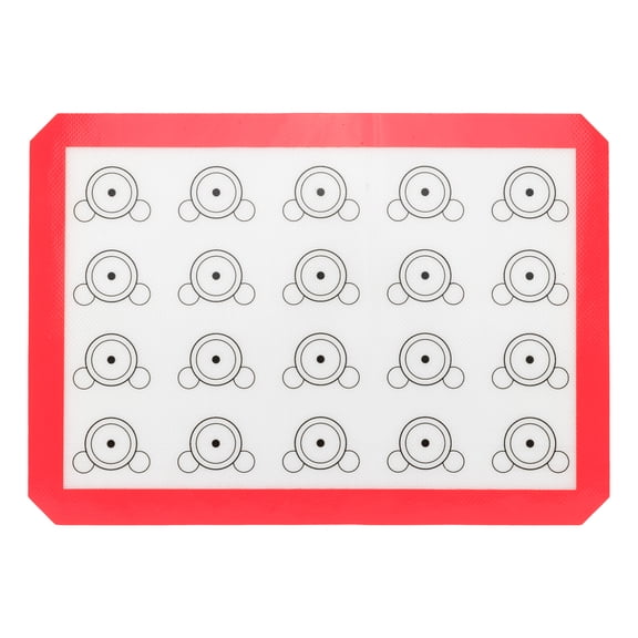 REGALWOVEN 1 Pack Silicone Baking Mat with Circles, Non Stick Macarons Mat Cookie Sheet Liner Red-White 16.5x11.6in