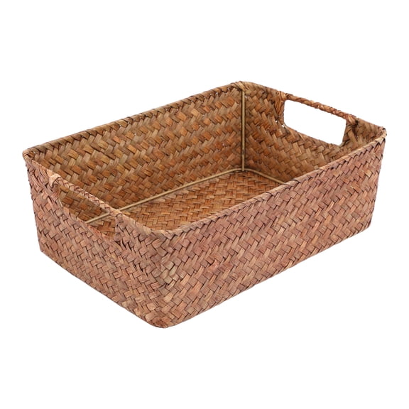 REGALWOVEN 1 Pack Wicker Basket, Basket for Organizing, Storage Basket with Handles,Storage Cube for Bathroom, Shelves Coffee 13.4*9.1*4.3in