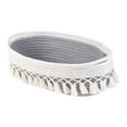 thumbnail image 1 of REGALWOVEN 1 Pack Woven Storage Basket, Shelf Closet Oval Storage Bin with Tassels for Key Tray Bowl for Entryway Desk Light Gray 13*5.9*3.9in, 1 of 5