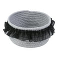 thumbnail image 1 of REGALWOVEN 1 Pack Woven Storage Basket, Shelf Closet Storage Bin with Lace Trim for Key Tray Bowl for Entryway Desk, Catchall Home Decor Gray/Black 6.9*5.9*3.5in, 1 of 5