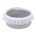 thumbnail image 1 of REGALWOVEN 1 Pack Woven Storage Basket, Shelf Closet Storage Bin with Lace Trim for Key Tray Bowl for Entryway Desk, Catchall Home Decor Gray/White 10.8*10.2*4.3in, 1 of 5