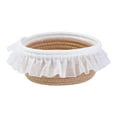 thumbnail image 1 of REGALWOVEN 1 Pack Woven Storage Basket, Shelf Closet Storage Bin with Lace Trim for Key Tray Bowl for Entryway Desk, Catchall Home Decor Khaki/White 6.9*5.9*3.5in, 1 of 5