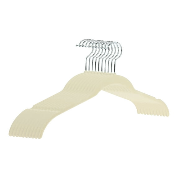 REGALWOVEN 10 Packs Velvet Non-Slip Hangers with Pinch Clips, Durable Space Saving Clothes Hangers for Clothing, Closet, Coats, Pants, or Shirts Khaki