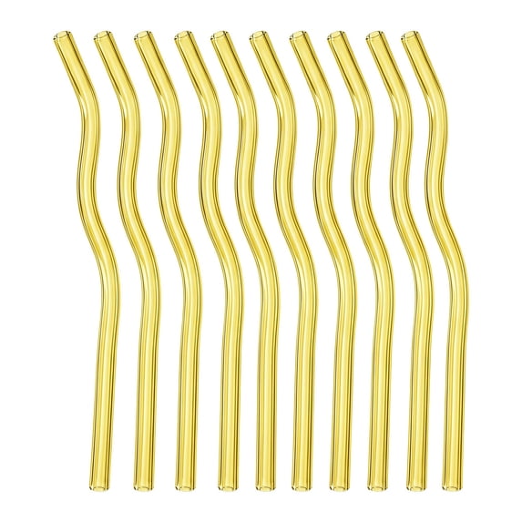 REGALWOVEN 10 Pcs Reusable Straws, Solid Color Glass Material, Long Drinking Straws for 40 oz Tumbler, Dishwasher Safe Straws Gold