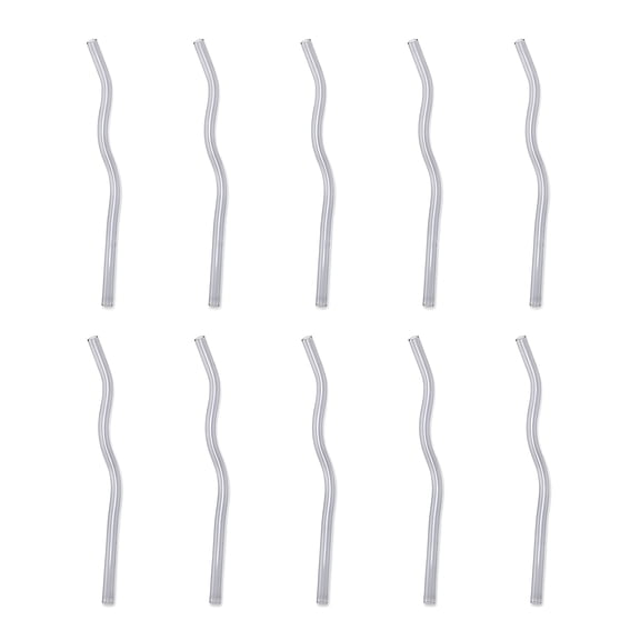 REGALWOVEN 10 Pcs Reusable Straws, Solid Color Glass Material, Long Drinking Straws for 40 oz Tumbler, Dishwasher Safe Straws Gray