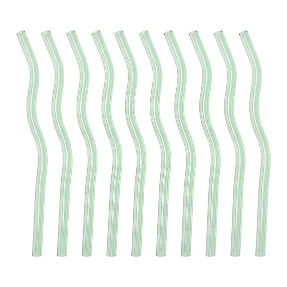 REGALWOVEN 10 Pcs Reusable Straws, Solid Color Glass Material, Long Drinking Straws for 40 oz Tumbler, Dishwasher Safe Straws Light green