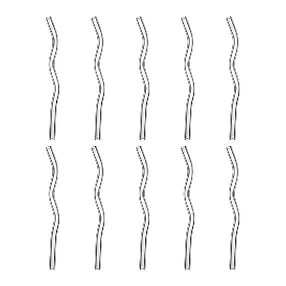REGALWOVEN 10 Pcs Reusable Straws, Solid Color Glass Material, Long Drinking Straws for 40 oz Tumbler, Dishwasher Safe Straws Transparent